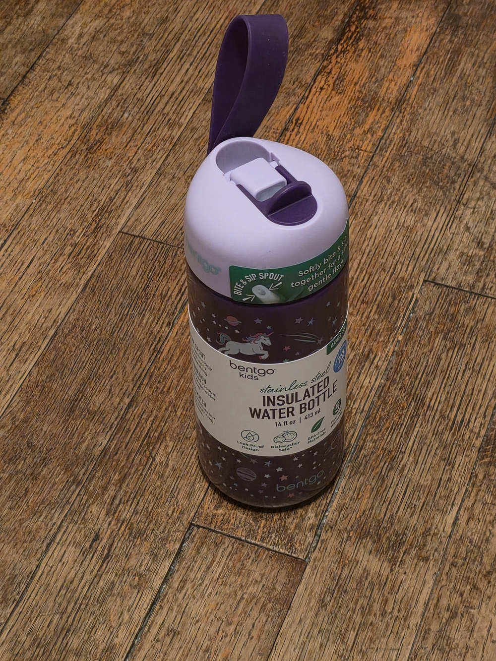 Kids Insulated Water Bottle - Purple Unicorn